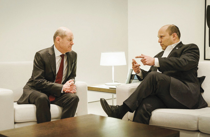  PRIME MINISTER Naftali Bennett meets with German Chancellor Olaf Scholz in Berlin on Saturday night. (credit: BPA/Reuters)