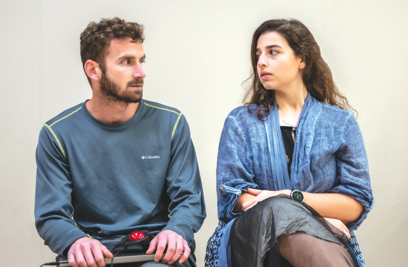  MAYA DEUTSCH (right) and Michael Debowy, play long-term patients about to be released into the real world in LOGON’s ‘The Broadway Cure.’ (photo credit: LOGON)