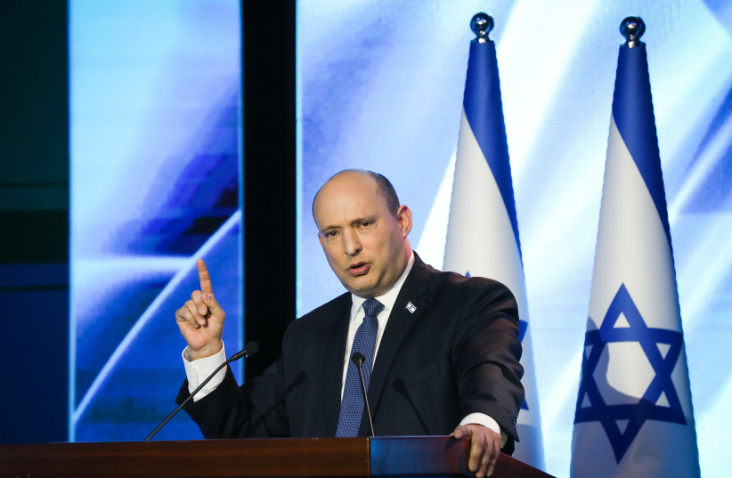   Prime Minister Naftali Bennett at the memorial for former prime minister Menachem Begin, March 7, 2022.  (credit: NOAM RIVKIN-PANTON/FLASH90)