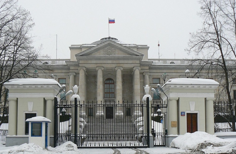  The Russian Embassy in Warsaw, Poland (illustrative). (photo credit: Wikimedia Commons)