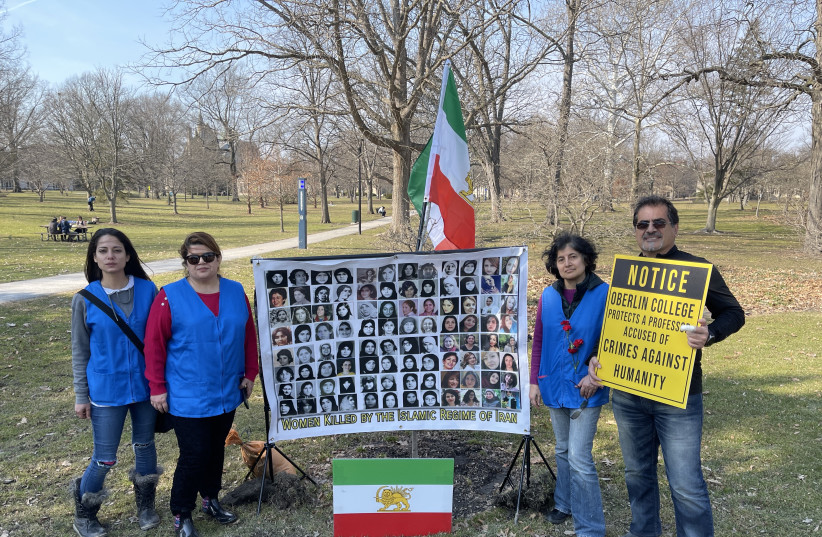 Iranian-Americans, college students and community members protest against the gender apartheid policies of the Islamic Republic of Iran (photo credit: Hamid Charkhkar)