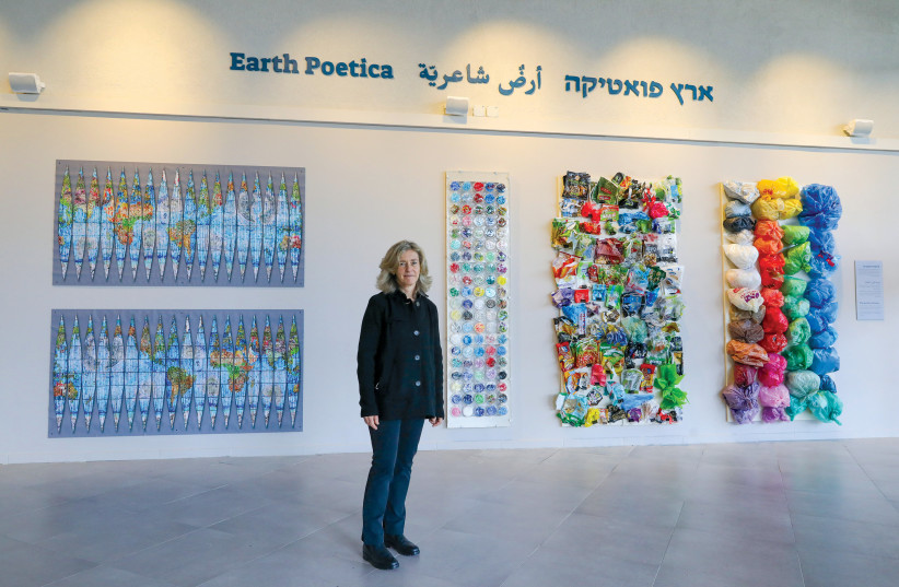  Beverly Barkat and her Earth Poetica exhibition at the Gottesman Family Israel Aquarium in Jerusalem. (photo credit: MARC ISRAEL SELLEM)