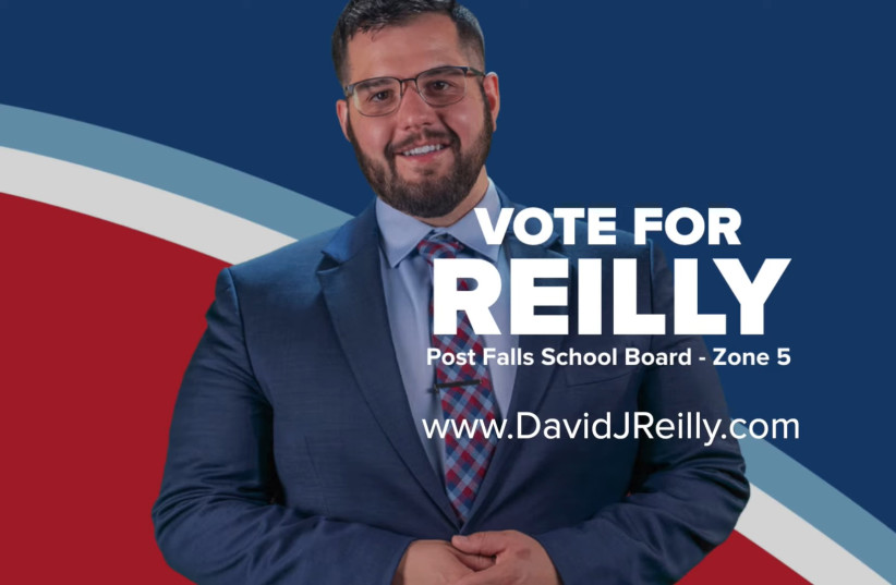  A campaign photo of David Reilly, who ran for a school board in western Idaho last year.  (photo credit: YOUTUBE)
