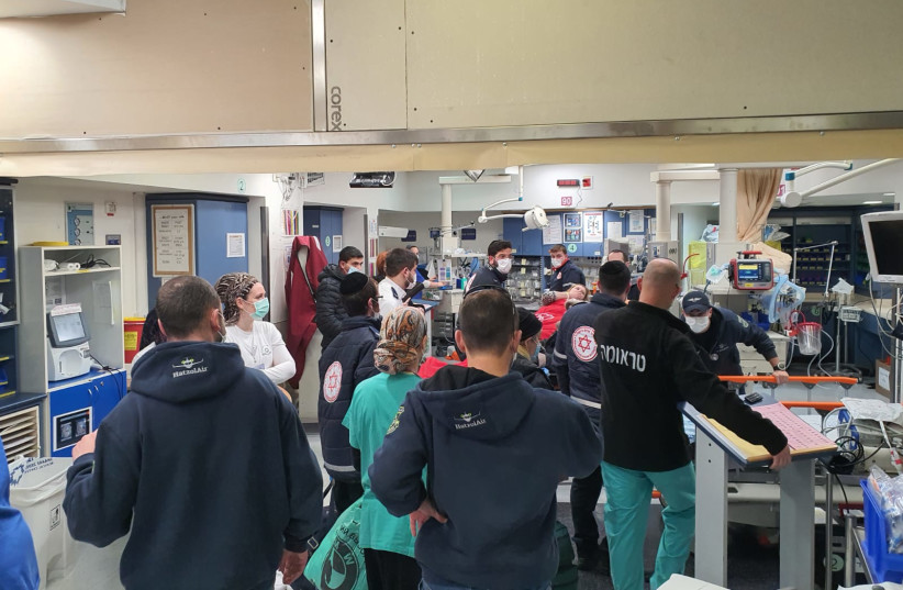 Injured Ukrainians brought to Israel for treatment. (credit: SHAARE ZEDEK MEDICAL CENTER)