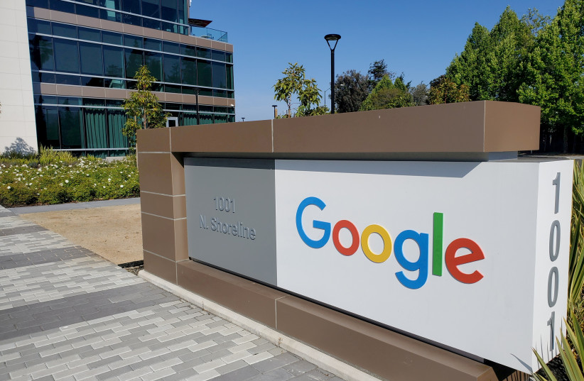 A sign is pictured outside a Google office near the company's headquarters in Mountain View, California, US, May 8, 2019. (photo credit: REUTERS/PARESH DAVE/FILE PHOTO)