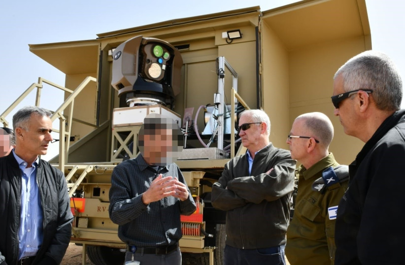 Defense Minister Benny Gantz approved the budget for laser defense. (photo credit: DEFENSE MINISTRY)