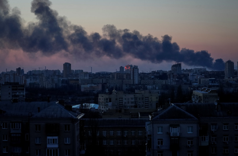  Smoke rises after shelling near Kyiv, Ukraine March 17, 2022. (credit: GLEB GARANICH/REUTERS)