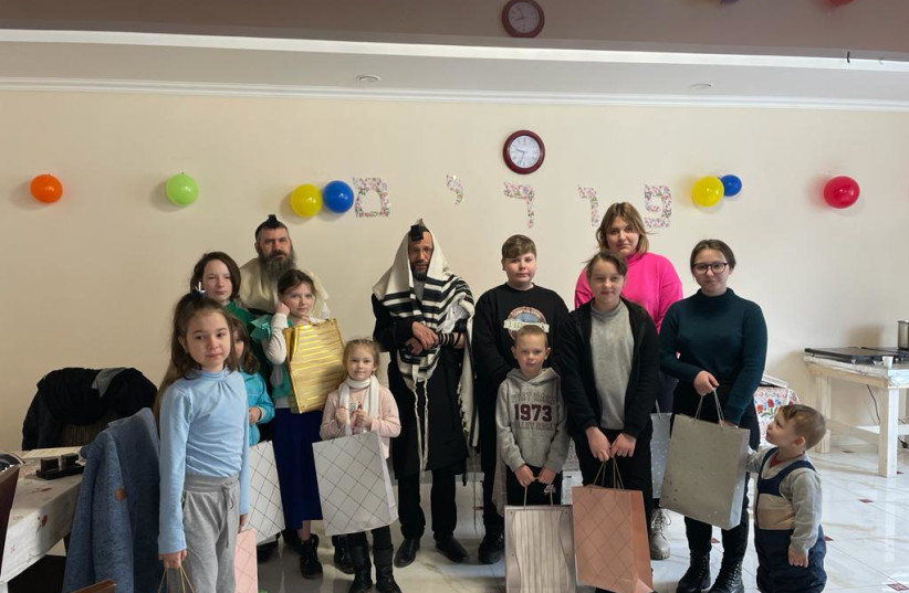  Rabbi Meir Holtzberg toured Jewish communities across Ukraine to ensure that they were able to celebrate Purim, March 17, 2022.  (photo credit: Courtesy)