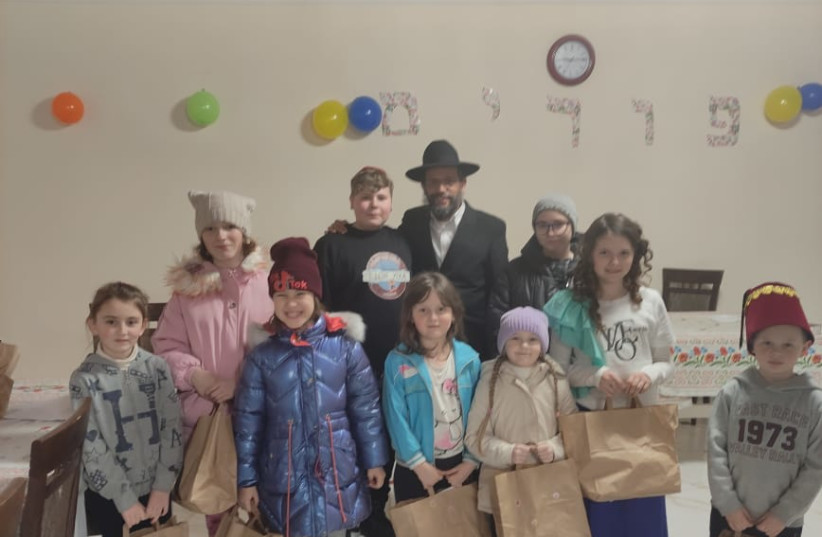  Rabbi Meir Holtzberg toured Jewish communities across Ukraine to ensure that they were able to celebrate Purim, March 17, 2022. (credit: Courtesy)
