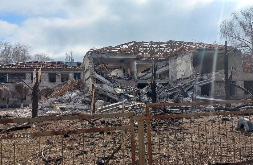  A view shows buildings damaged by shelling, as Russia's attack on Ukraine continues, in Kramatorsk, Ukraine, in this handout picture released March 19, 2022. (credit: Press service of the Ukrainian State Emergency Service/Handout via REUTERS)