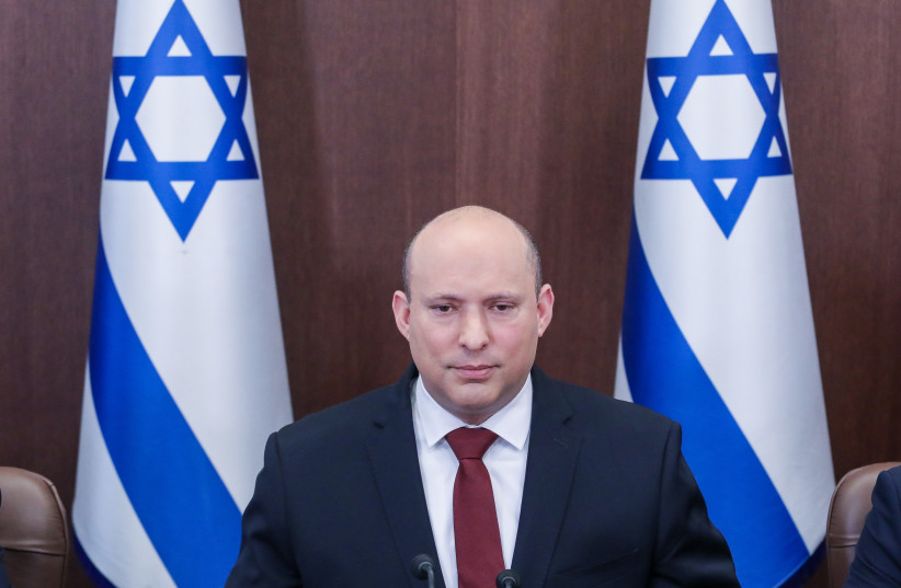 Prime Minister Naftali Bennett attends a cabinet meeting, March 20, 2022. (credit: MARC ISRAEL SELLEM/THE JERUSALEM POST)