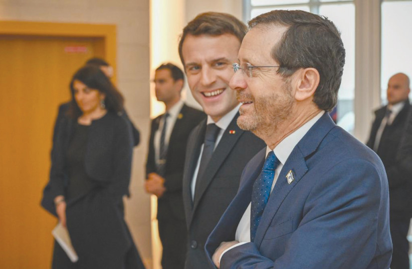  PRESIDENT ISAAC HERZOG with French President Emmanuel Macron.  (credit: KOBI GIDEON/GPO)