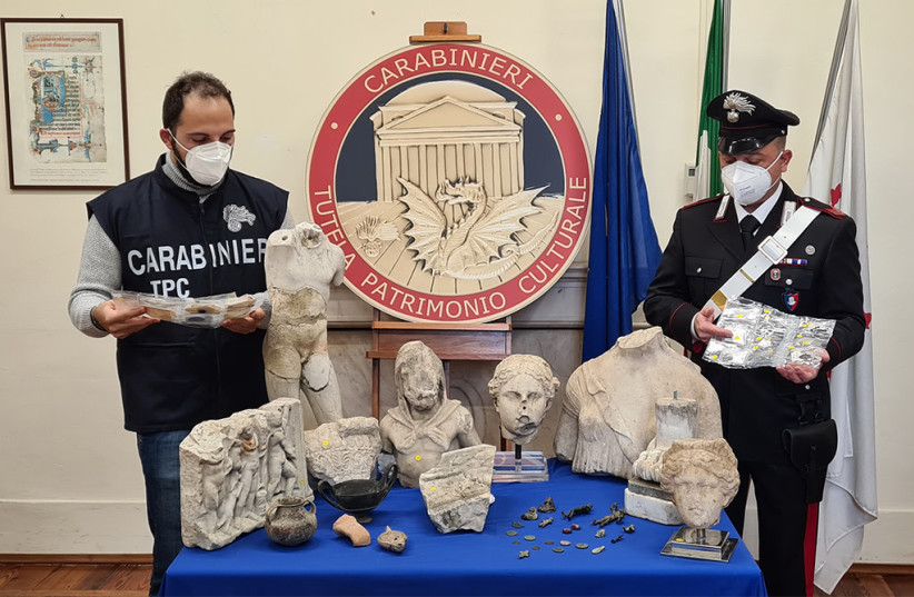  Italian Carabinieri Corps seized 79 archaeological antiquities of different types and age from the Mediterranean region. (photo credit: INTERPOL)