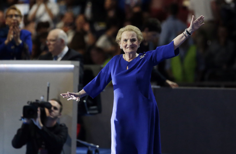  Former Secretary of State Madeline Albright takes the stage during the Democratic National Convention in Philadelphia, Pennsylvania, US July 26, 2016.  (photo credit: REUTERS/GARY CAMERON)