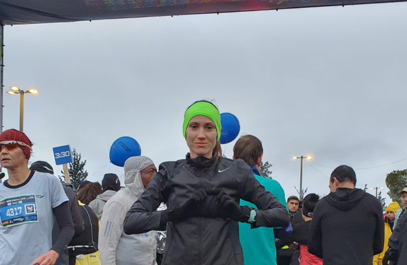 Valentina Verska, ukrainian runner, in the 11th jerusalem marathon (credit: ARNON BOSSANI)