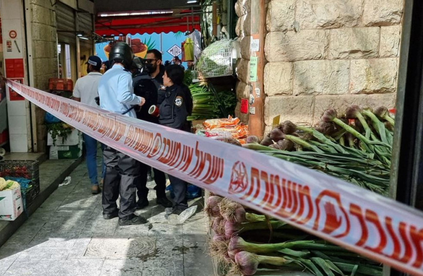  Scene of incident in Mahane Yehuda in Jerusalem, March 30, 2022 (photo credit: ISRAEL POLICE)