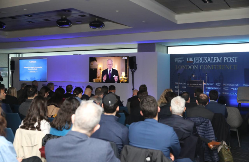  World Jewish Congress president Ronald S. Lauder is seen addressing the Jerusalem Post London Conference, on March 31, 2022. (credit: MARC ISRAEL SELLEM/THE JERUSALEM POST)