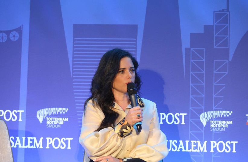  Interior Minister Ayelet Shaked at The Jerusalem Post's London conference on March 31, 2022. (credit: MARC ISRAEL SELLEM)