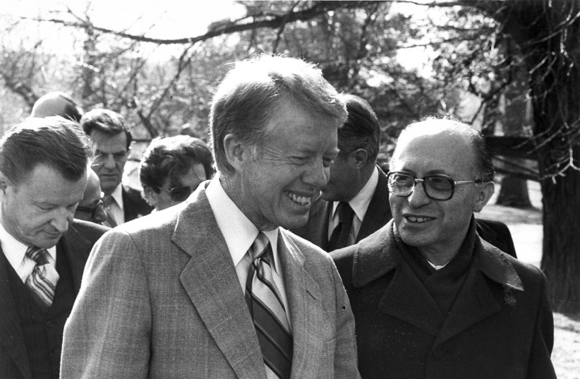  Menachem Begin with US president Jimmy Carter, 1979.  (credit: JERUSALEM POST ARCHIVE)