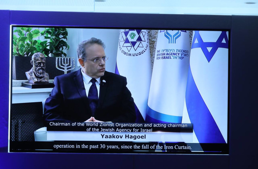  Acting Jewish Agency chairman and WZO chairman Yaakov Hagoel is seen addressing the Jerusalem Post London Conference, on March 31, 2022. (photo credit: MARC ISRAEL SELLEM/THE JERUSALEM POST)