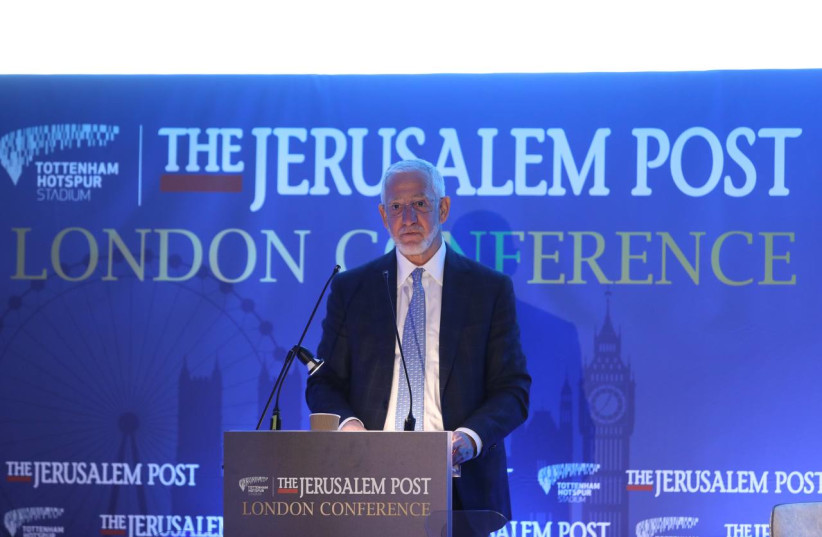  Speaking at the Jerusalem Post London Conference, Haim Taib, president and founder of the Mitrelli Group and the Menomadin Foundation (photo credit: MARC ISRAEL SELLEM)