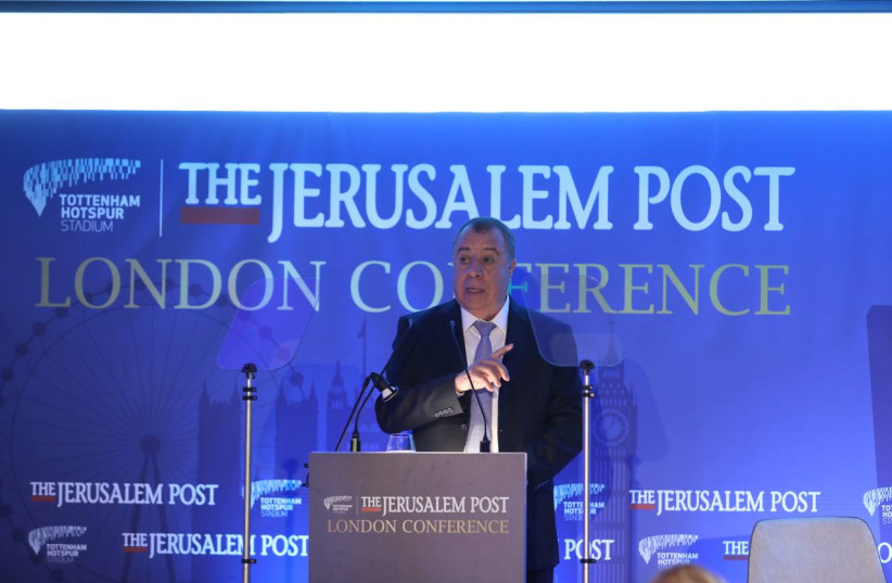  Dr. Haim Amir, CEO and founder of the Essence Group, is seen addressing the Jerusalem Post London Conference, on March 31, 2022. (credit: MARC ISRAEL SELLEM/THE JERUSALEM POST)