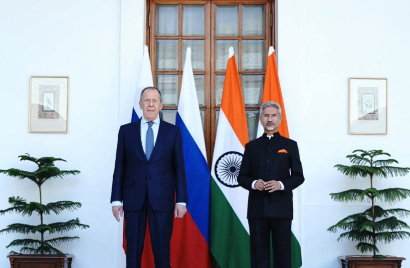  India's Foreign Minister Jaishankar and his Russian counterpart Lavrov are seen before their meeting in New Delhi (photo credit: @DrSJaishankar/Twitter/Handout via REUTERS)