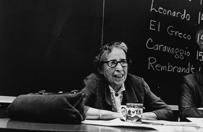  Hannah Arendt conducts a seminar at The New School in Manhattan, Feb. 19, 1969. (photo credit: NEAL BOENZI/NEW YORK TIMES CO./GETTY IMAGES)