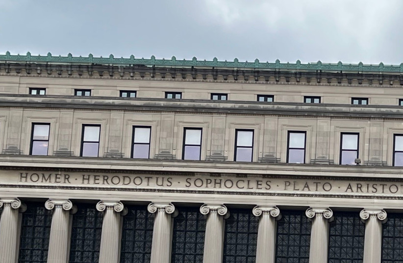  The facade of Butler Library at the campus of Columbia University is carved with the names of Hannah Arendt's intellectual heroes. (credit: NEW YORK JEWISH WEEK)