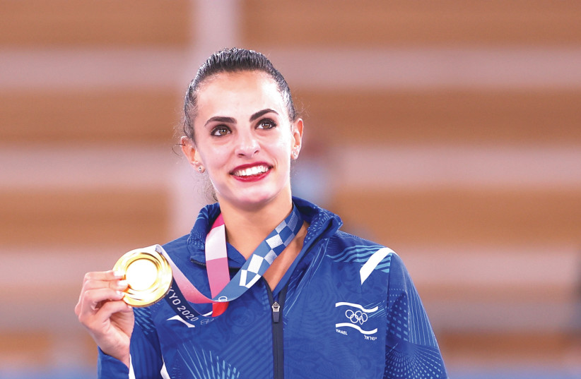 IN ADDITION to the Olympics gold medal in Tokyo, Linoy Ashram won six silver and five bronze medals across the 2017, 2018 and 2019 world championships, and claimed two golds and a bronze at last year’s World Cup. The 22-year-old Israeli also won all-around gold at the European Championships in 2020. (photo credit: Lisi Niesner/Reuters)