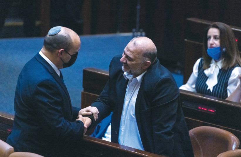  WITHOUT ABBAS, Naftali Bennett would not have become prime minister. (credit: OLIVIER FITOUSSI)