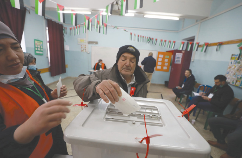  PALESTINIANS VOTE in local elections, in Ramallah on March 26.  (photo credit: FLASH90)