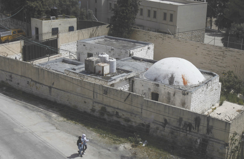  VIEW OF the Joseph’s Tomb compound in Nablus this week, after it was vandalized.  (photo credit: NASSER ISHTAYEH/FLASH90)