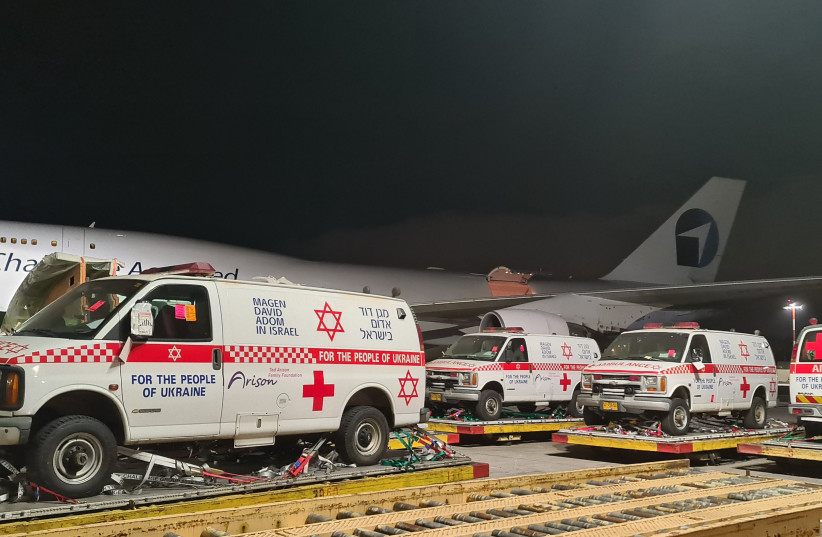  Magen David Adom MDA donates six 4x4 ambulances to Ukraine (photo credit: MAGEN DAVID ADOM)