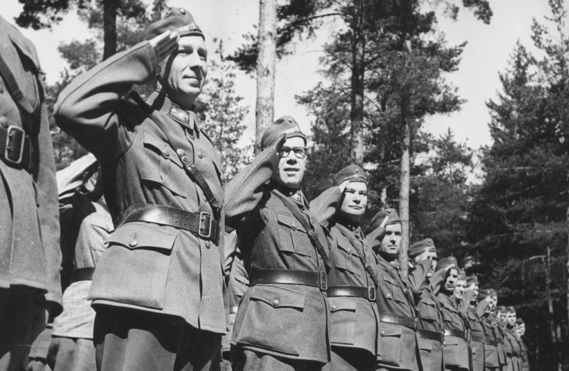  FINNISH RESERVE officers called up after World War II.  (photo credit: Laszlo/Keystone/AFP via Getty Images)