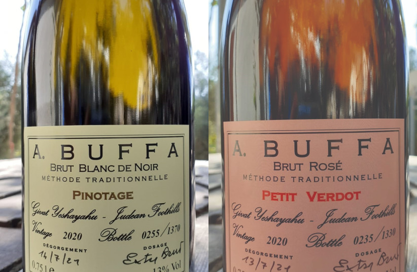  BUFFA PINOTAGE Blanc de Noir (L) and Petit Verdot Rose. (credit: Andrea Buffa)