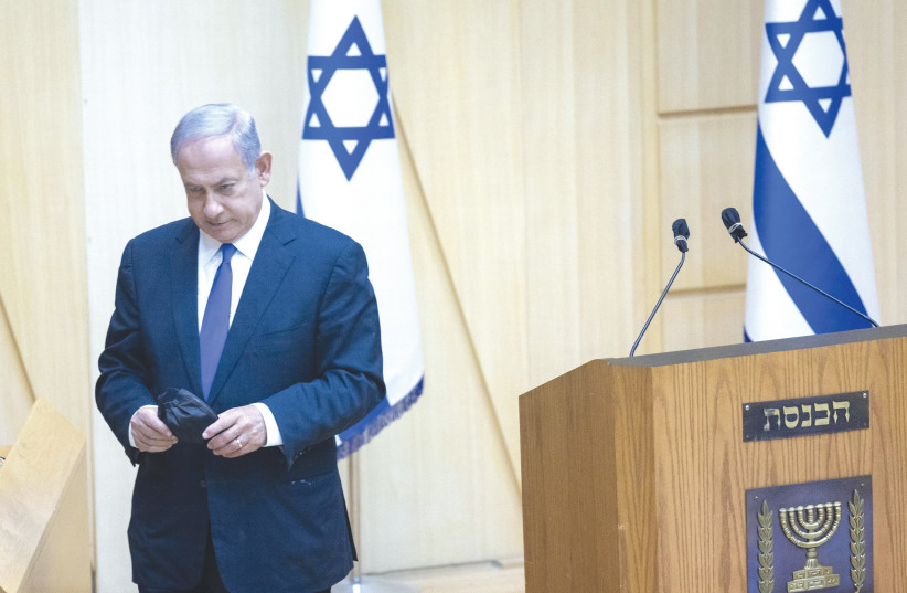  OPPOSITION LEADER and head of the Likud Benjamin Netanyahu in the Knesset. (photo credit: YONATAN SINDEL/FLASH90)