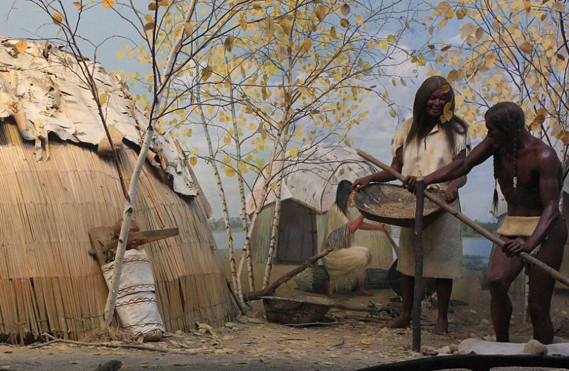 Illustration of an early Native American human shelter (credit: Wikimedia Commons)