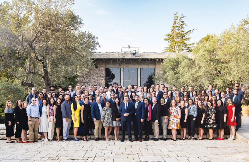  MEMBERS OF Jewish Federations of North America Young Leadership Cabinet meet with President Isaac Herzog during the Cabinet Mission to Israel last month (photo credit: JEWISH FEDERATIONS OF NORTH AMERICA)