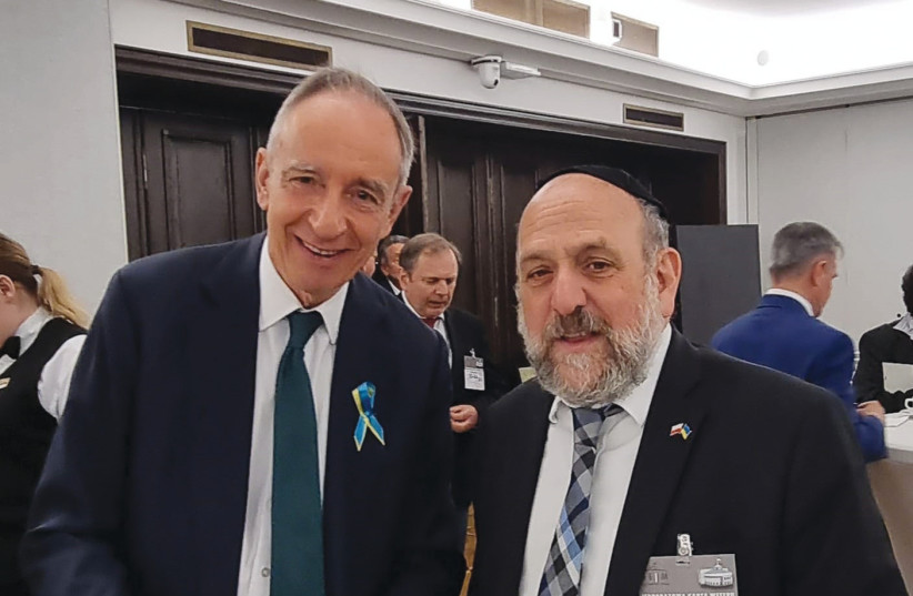  WLADYSLAW TEOFIL BARTOSZEWSKI (left) with Rabbi Michael Schudrich. (photo credit: WJC)