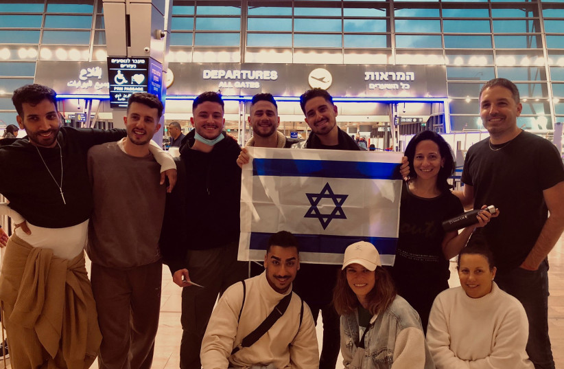  Israel's Eurovision 2022 delegation is seen at Ben-Gurion Airport heading for Turin, Italy. (photo credit: KAN 11)