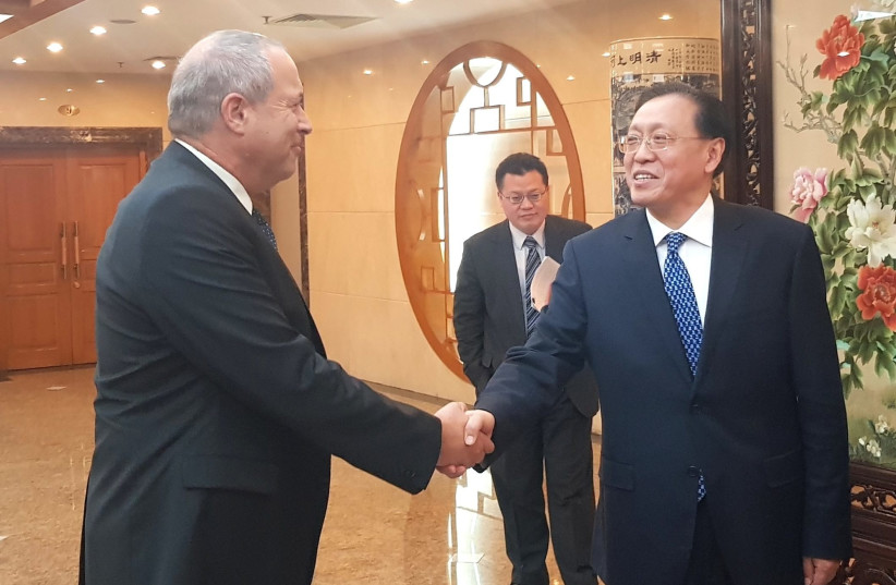  Ilan Maor, managing partner at SHENG Enterprises, meets Lin Nian Xiu, vice chairman of the National Development and Reform Commission, after a discussion on Israel-China technology cooperation in Beijing, December 2019.  (photo credit: ILAN MAOR)