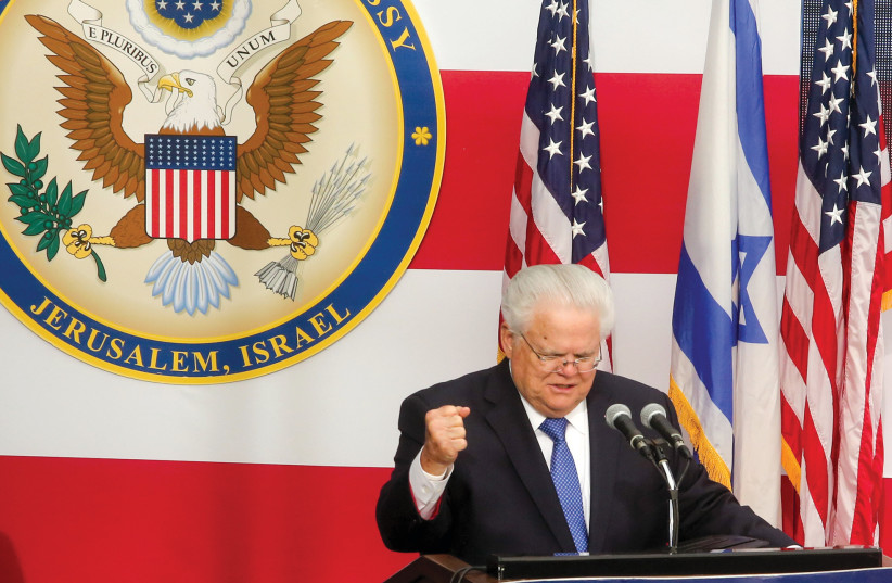  Pastor John Hagee speaks at the opening of the US Embassy in Jerusalem on May 14, 2018. (credit: MARC ISRAEL SELLEM)