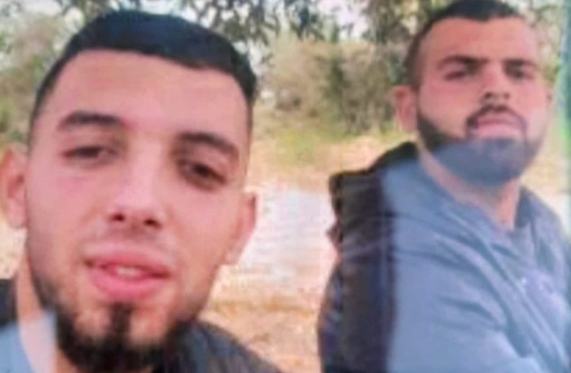  Suspects in the Elad ax terrorist attack,  20-year-old Tzabahi Abu Shakir (Left) and 19 year-old Assad al-Rafai (Right). (credit: ISRAEL POLICE)