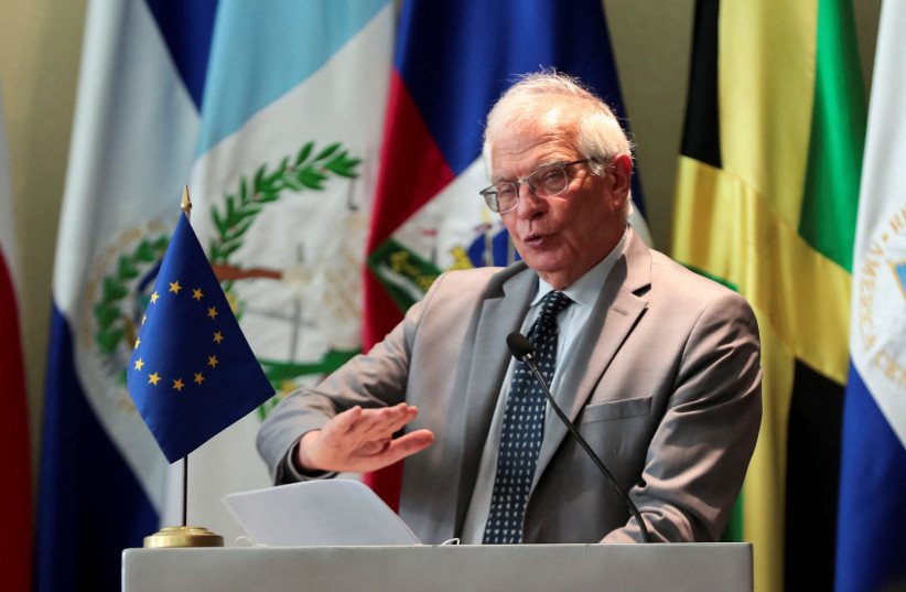  High Representative of the European Union for Foreign Affairs and Security Policy Josep Borrell speaks during a news conference after attending a meeting with foreign ministers from Central America and the Caribbean, amid Russian invasion in Ukraine, in Panama City, Panama May 3, 2022. (credit: REUTERS/ERICK MARCISCANO)