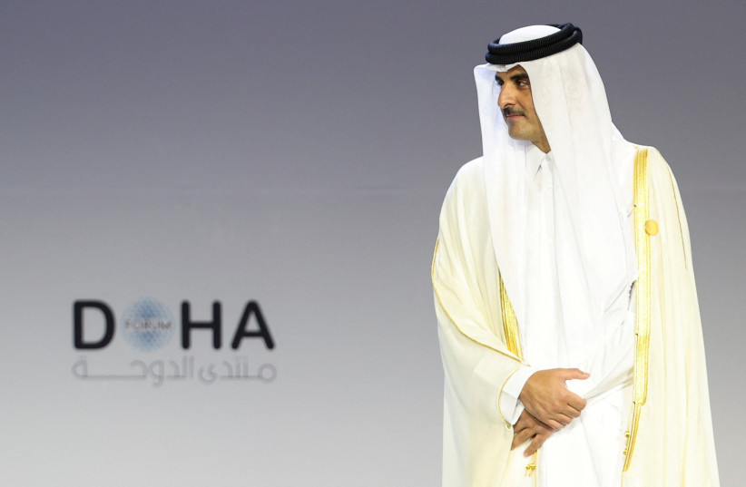  Qatari Emir Sheikh Tamim bin Hamad al-Thani attends Doha Forum in Doha, Qatar March 26, 2022. (photo credit: REUTERS/IBRAHEEM AL OMARI)