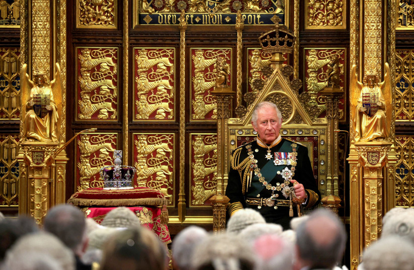  Britain's Prince Charles delivers the Queen's Speech during the State Opening of Parliament in the House of Lords Chamber in the Houses of Parliament in London, Britain, May 10, 2022. (photo credit: DAN KITWOOD/POOL VIA REUTERS)