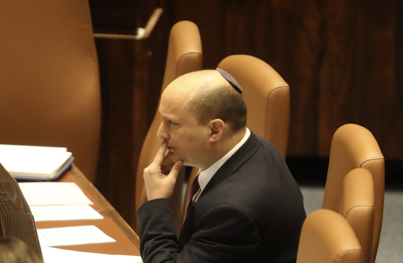  Prime Minister Naftali Bennett at the Knesset plenum, May 11, 2022.  (photo credit: MARC ISRAEL SELLEM/THE JERUSALEM POST)