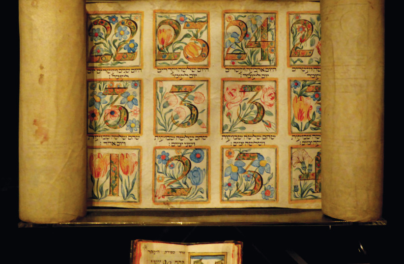  OMER CALENDAR from Italy, produced 1804; on display at Jewish Museum London.  (photo credit: Wikimedia Commons)