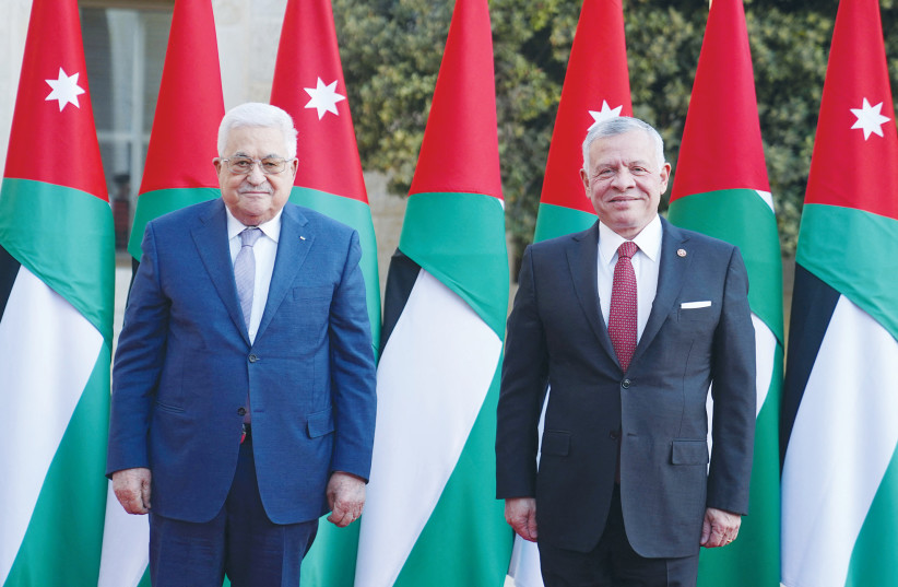  A CAVALCADE of high-ranking Israeli officials have made pilgrimages to King Abdullah II of Jordan, while he chose only to visit Mahmoud Abbas in Ramallah, at least publicly. (photo credit: JORDANIAN ROYAL PALACE/REUTERS)